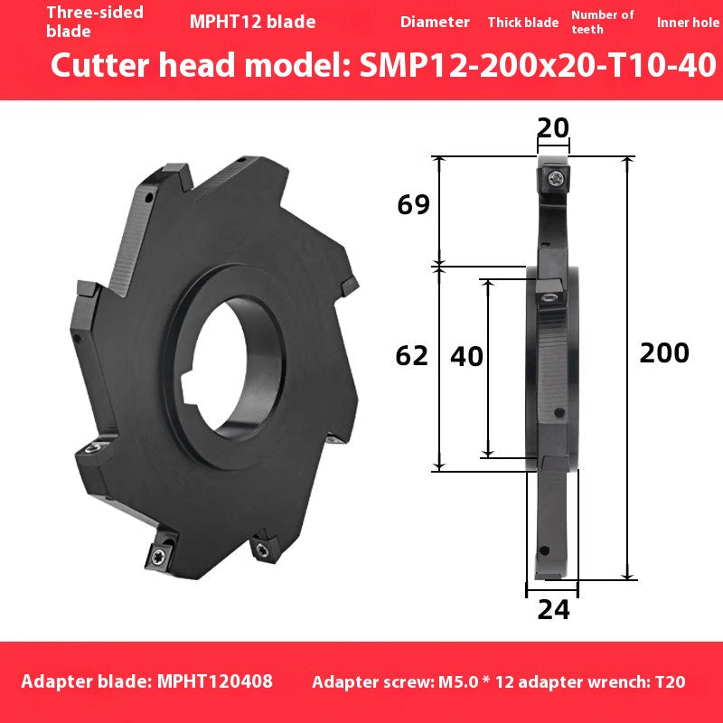 2083-CNC SMP 3 face and face milling cutter head saw blade sleeve indexable milling T-slot cutter head MPHT06 0812 Shandong Denso Pricision Tools Co.,Ltd.